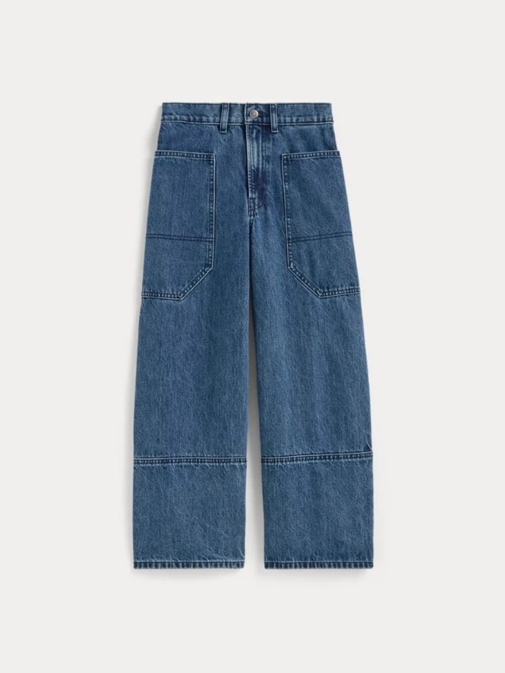 Everlane Jeans Gardener High Rise Wide Leg Crop Jeans Utility Pockets Blue Sz 29